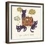 Travel Concept. Cute Cats and Suitcase in Vector-smilewithjul-Framed Art Print