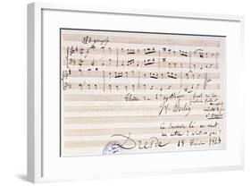 Travel Diary, Score of Theme of Funeral Symphony, 1843-Heinrich Breling-Framed Giclee Print