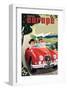 Travel Europe, Red Jaguar-Michael Crampton-Framed Art Print