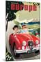 Travel Europe, Red Jaguar-Michael Crampton-Mounted Art Print