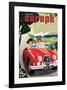 Travel Europe, Red Jaguar-Michael Crampton-Framed Art Print