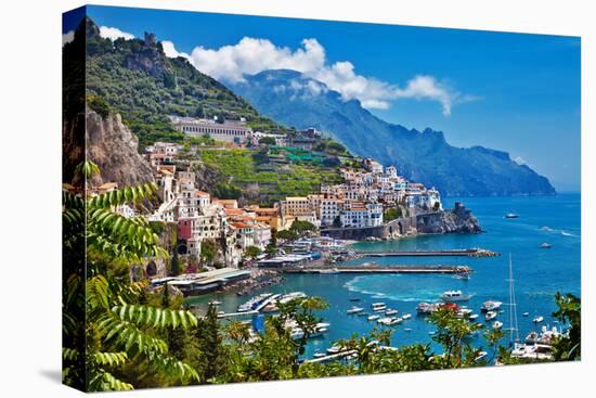 Travel in Italy Series - View of Beautiful Amalfi-Maugli-l-Stretched Canvas