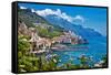 Travel in Italy Series - View of Beautiful Amalfi-Maugli-l-Framed Stretched Canvas