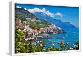 Travel in Italy Series - View of Beautiful Amalfi-Maugli-l-Framed Photographic Print