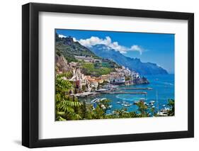 Travel in Italy Series - View of Beautiful Amalfi-Maugli-l-Framed Photographic Print