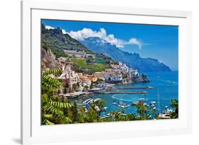 Travel in Italy Series - View of Beautiful Amalfi-Maugli-l-Framed Photographic Print