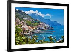 Travel in Italy Series - View of Beautiful Amalfi-Maugli-l-Framed Photographic Print