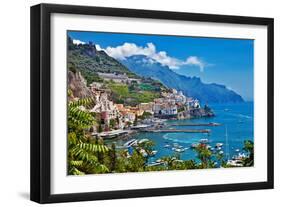 Travel in Italy Series - View of Beautiful Amalfi-Maugli-l-Framed Photographic Print