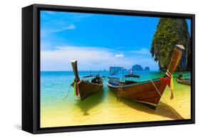 Travel Landscape, Beach With Blue Water And Sky At Summer-SergWSQ-Framed Stretched Canvas