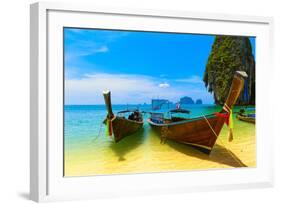 Travel Landscape, Beach With Blue Water And Sky At Summer-SergWSQ-Framed Photographic Print