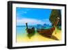 Travel Landscape, Beach With Blue Water And Sky At Summer-SergWSQ-Framed Photographic Print