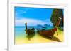 Travel Landscape, Beach With Blue Water And Sky At Summer-SergWSQ-Framed Photographic Print