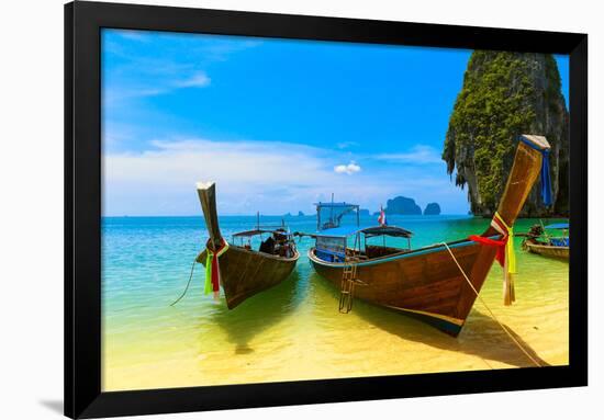 Travel Landscape, Beach With Blue Water And Sky At Summer-SergWSQ-Framed Photographic Print