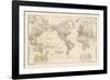 Travel Map of the World-The Vintage Collection-Framed Giclee Print