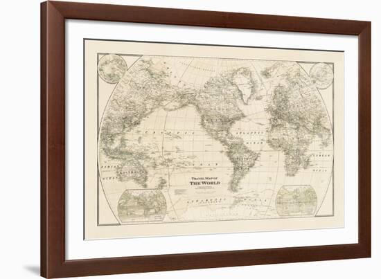 Travel Map of the World-The Vintage Collection-Framed Giclee Print