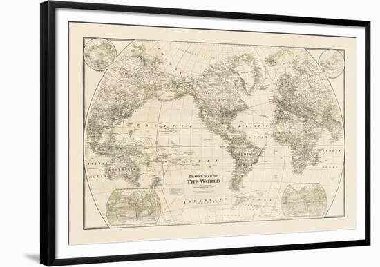 Travel Map of the World-The Vintage Collection-Framed Giclee Print