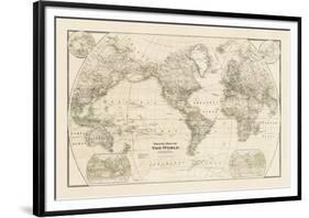 Travel Map of the World-The Vintage Collection-Framed Giclee Print