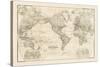 Travel Map of the World-The Vintage Collection-Stretched Canvas