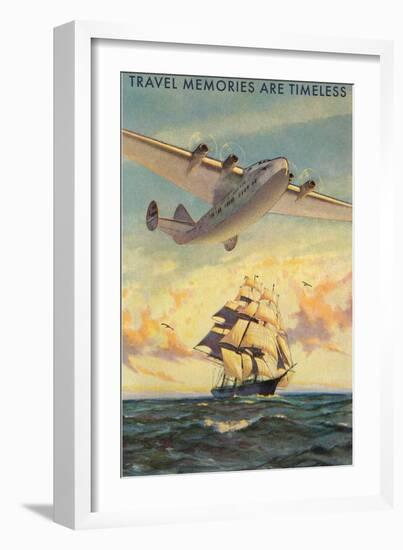 Travel Memories are Timeless, Airplane and Sailing Ship-null-Framed Art Print