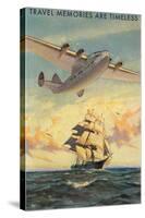 Travel Memories are Timeless, Airplane and Sailing Ship-null-Stretched Canvas