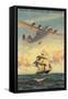 Travel Memories are Timeless, Airplane and Sailing Ship-null-Framed Stretched Canvas