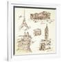 Travel Over Europe - Hand Drawn Collection-canicula-Framed Art Print