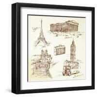 Travel Over Europe - Hand Drawn Collection-canicula-Framed Art Print