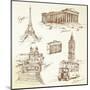 Travel Over Europe - Hand Drawn Collection-canicula-Mounted Art Print