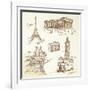 Travel Over Europe - Hand Drawn Collection-canicula-Framed Art Print