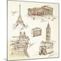 Travel Over Europe - Hand Drawn Collection-canicula-Mounted Art Print