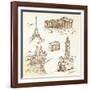Travel Over Europe - Hand Drawn Collection-canicula-Framed Art Print
