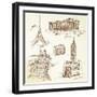 Travel Over Europe - Hand Drawn Collection-canicula-Framed Art Print