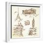 Travel Over Europe - Hand Drawn Collection-canicula-Framed Art Print