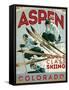 Travel Poster - Aspen-The Saturday Evening Post-Framed Stretched Canvas