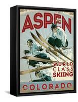 Travel Poster - Aspen-The Saturday Evening Post-Framed Stretched Canvas