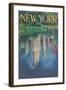 Travel Poster, Central Park, New York City-null-Framed Art Print