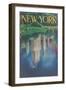 Travel Poster, Central Park, New York City-null-Framed Art Print