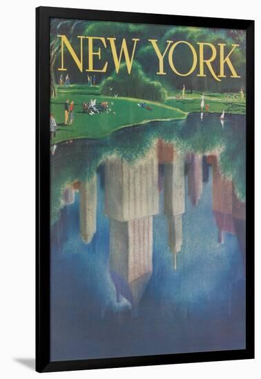 Travel Poster, Central Park, New York City-null-Framed Art Print