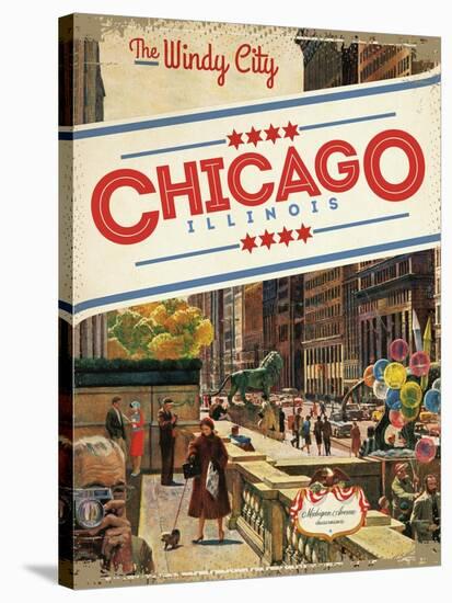 Travel Poster - Chicago-The Saturday Evening Post-Stretched Canvas