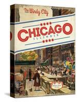 Travel Poster - Chicago-The Saturday Evening Post-Stretched Canvas