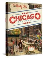 Travel Poster - Chicago-The Saturday Evening Post-Stretched Canvas