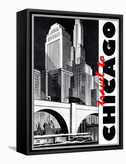 Travel Poster - Chicago-The Saturday Evening Post-Framed Stretched Canvas