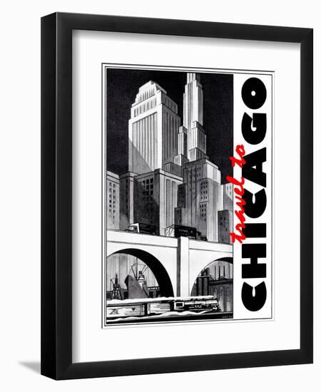 Travel Poster - Chicago-The Saturday Evening Post-Framed Premium Giclee Print