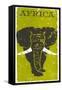 Travel Poster for Africa, Elephant-null-Framed Stretched Canvas