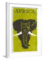 Travel Poster for Africa, Elephant-null-Framed Art Print