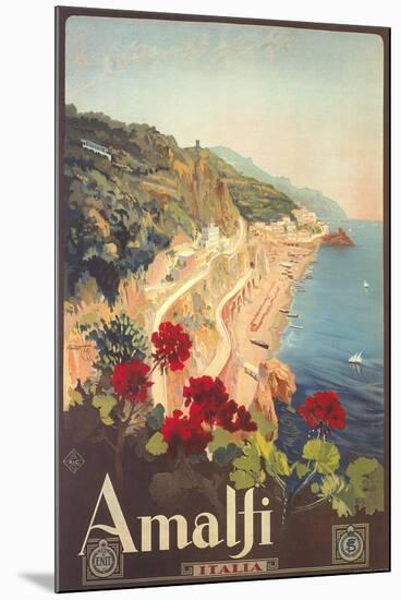 Travel Poster for Amalfi-null-Mounted Art Print