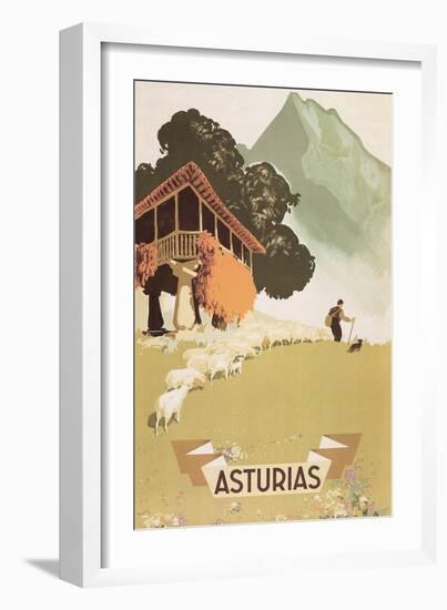 Travel Poster for Asturias, Spain-null-Framed Premium Giclee Print