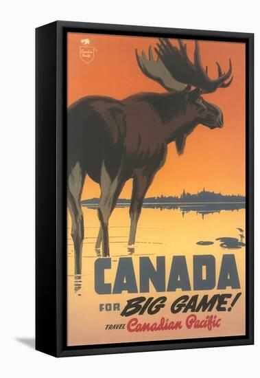 Travel Poster for Canada, Moose-null-Framed Stretched Canvas