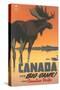 Travel Poster for Canada, Moose-null-Stretched Canvas