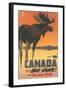 Travel Poster for Canada, Moose-null-Framed Art Print